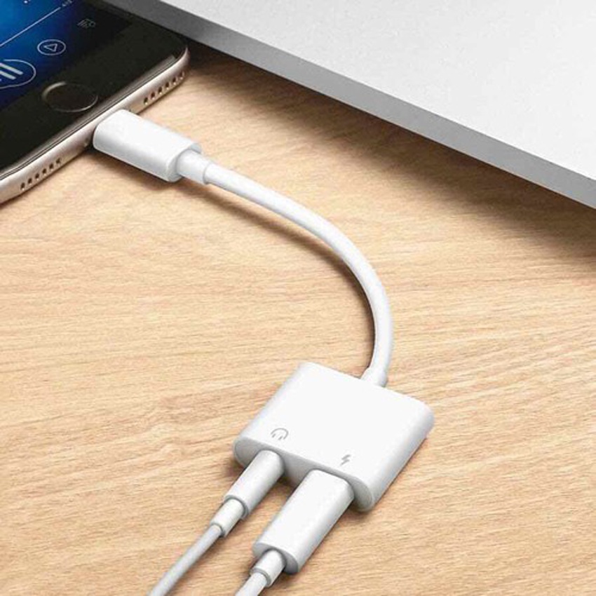 Cáp chuyển đổi tai nghe iP dẹt sang tai tròn 3.5mm. Jack chuyển tai nghe 2in1 FULL CHỨC NĂNG kết nối Bluetooth