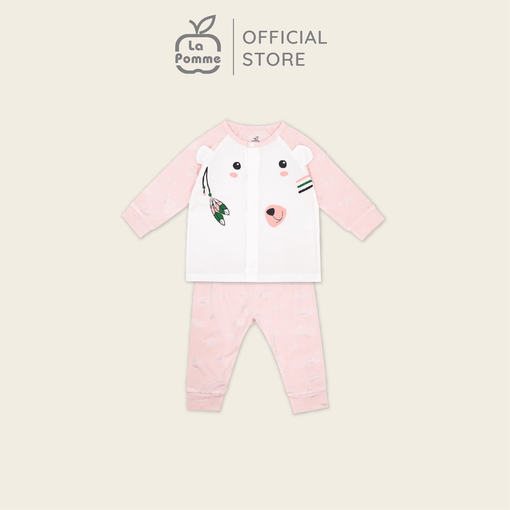 La Pomme sơ sinh Bộ đồ dài tay cúc lệch, cúc thẳng, body dài, bodychip Teddy Bear(CTV)