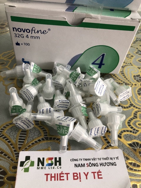 Combo 50 Đầu kim tiêm kim chích tiểu đường Novofine 32G 4mm vô trùng sử dụng cho kim tiêm tiểu đường của  Novo Nordisk