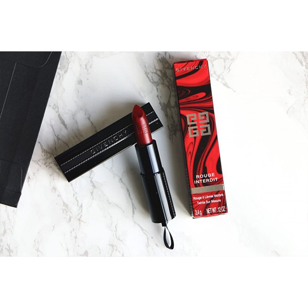 Son môi chất lì, son Givenchy Rouge Interdit Lipstick màu 25 Rouge Revelateur 1.5g chất son lì mang lại vẻ đẹp huyền bí