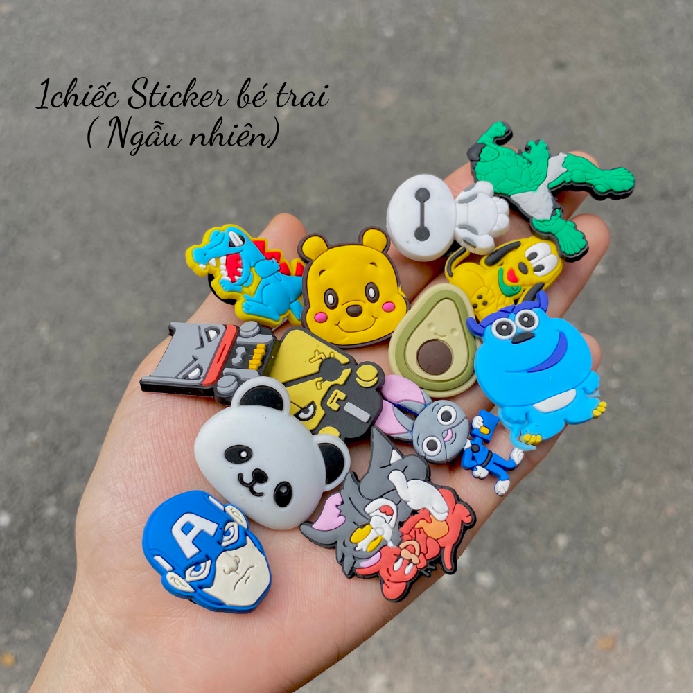 Jibbitz , sticker, hình ngộ nghĩnh gắn dép crocs, dép tổ ong cho bé