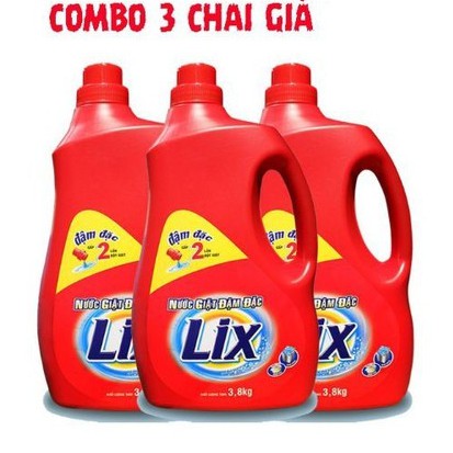 03 CAN Nước giặt Lix 3,6kg đậm đặc giặt máy + giặt tay