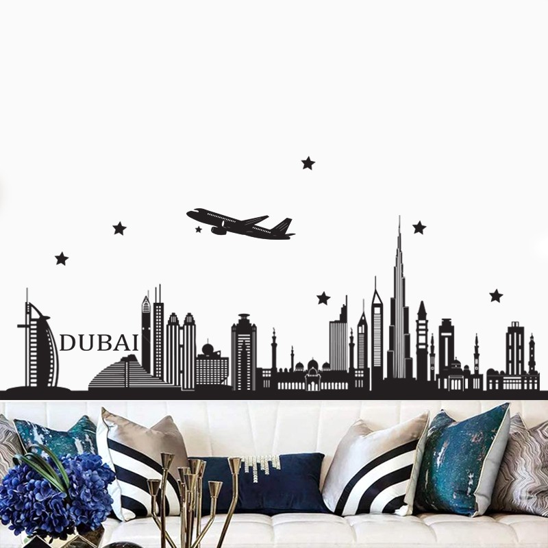 Hình Dán Tường Trang Trí Phòng Khách,Trang Trí Quán,Trang Trí Phòng Ngủ | Decal Dán Tường Chủ Đề Thành Phố Dubai