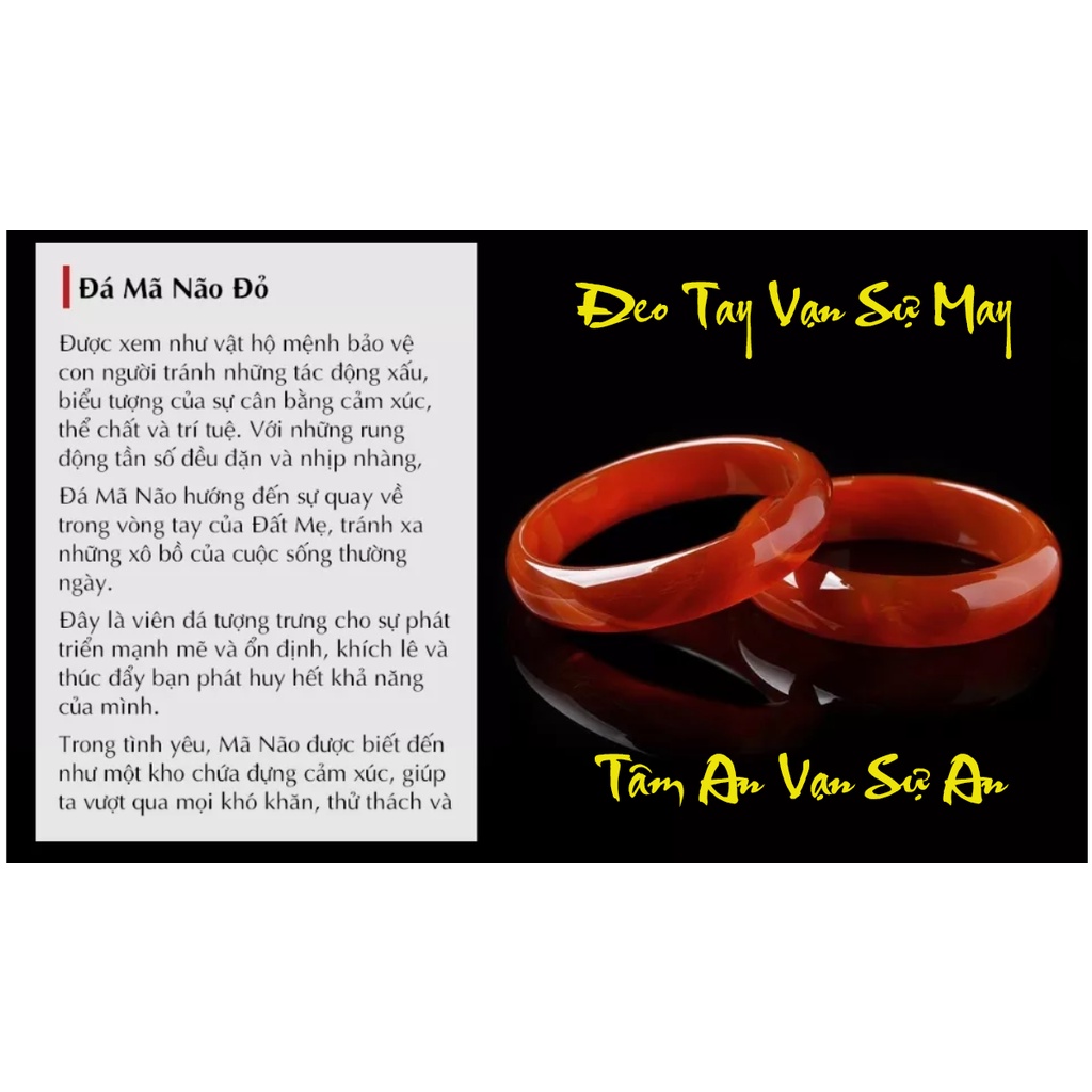 Vòng tay mã não đá đỏ tự nhiên liền khối nhiều size dễ chọn có bản lớn 15mm và bản nhỏ 10mm tặng hộp đựng xinh xắn