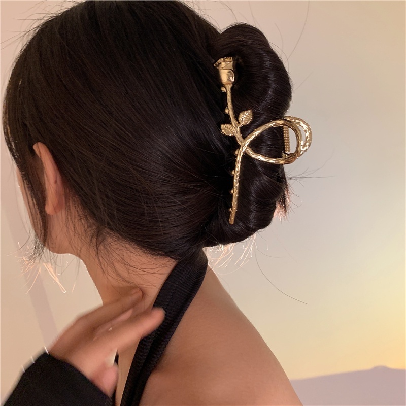 Kẹp Tóc Kim Loại Hình Hoa Hồng Thanh Lịch Phong Cách retro