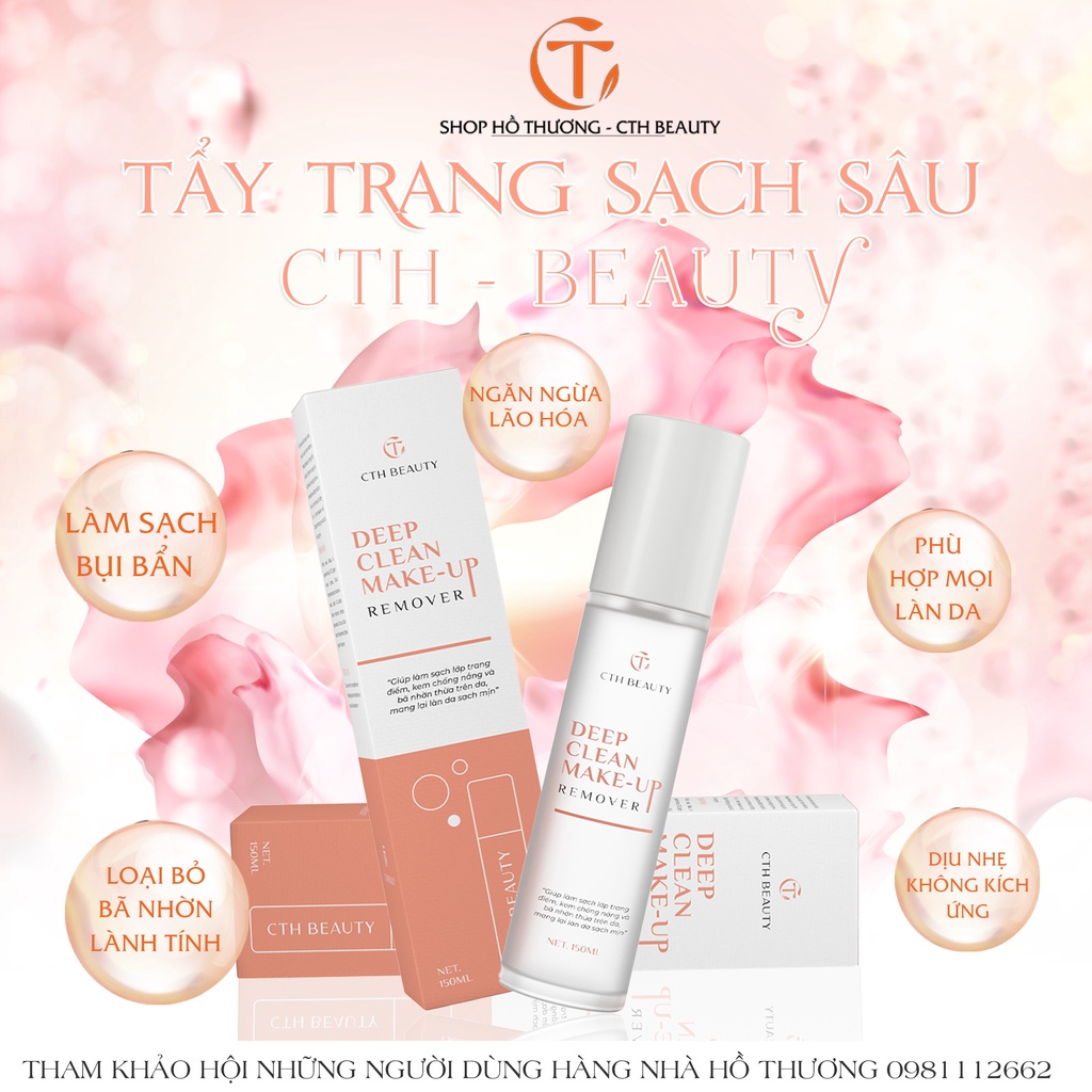 Nước Tẩy Trang CthBeauty Làm Sạch Da ,Dịu Nhẹ An Toàn Lành Tính Cho Mọi Loại Da Siêu Dưỡng Ẩm Không Chứa Dầu Và Cồn