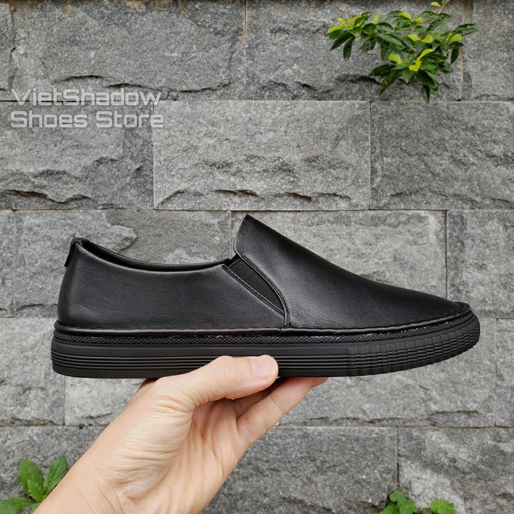 Slip on da nam - Giày lười da Made in Vietnam - Chất liệu da bò, đế cao su - Mã HP-958383