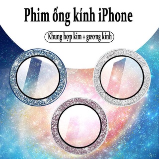 Nắp dán đính đá bảo vệ ống kính camera   kim cương sáng bóng cho iPhone 11 12 13 Pro Max / 12 Mini-TCE