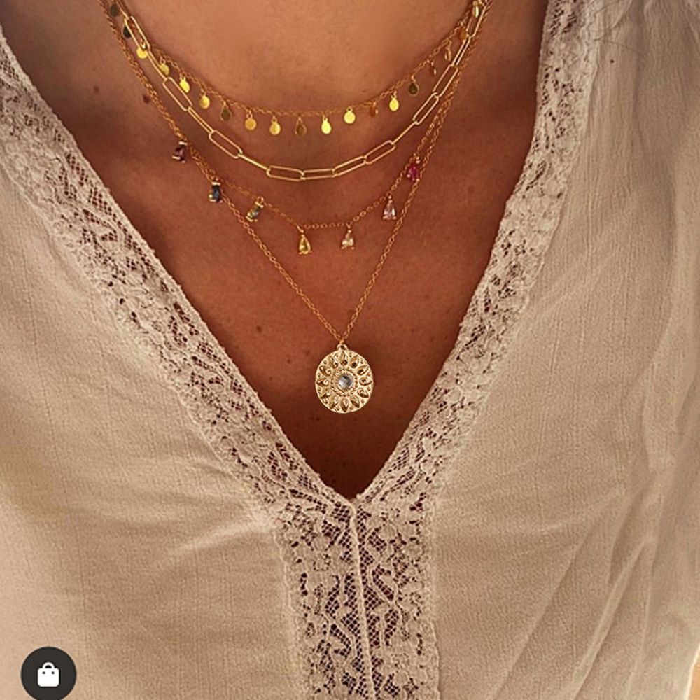 Vòng cổ choker nhiều lớp phối tua rua phong cách cổ điển thanh lịch cho nữ