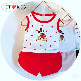 Bộ sát nách ba lỗ chấm bi micky cho bé trai/ bé gái 7-20kg