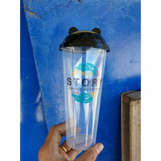 50 ly nhựa đựng trà sữa 700ml nắp gấu (pp cứng)