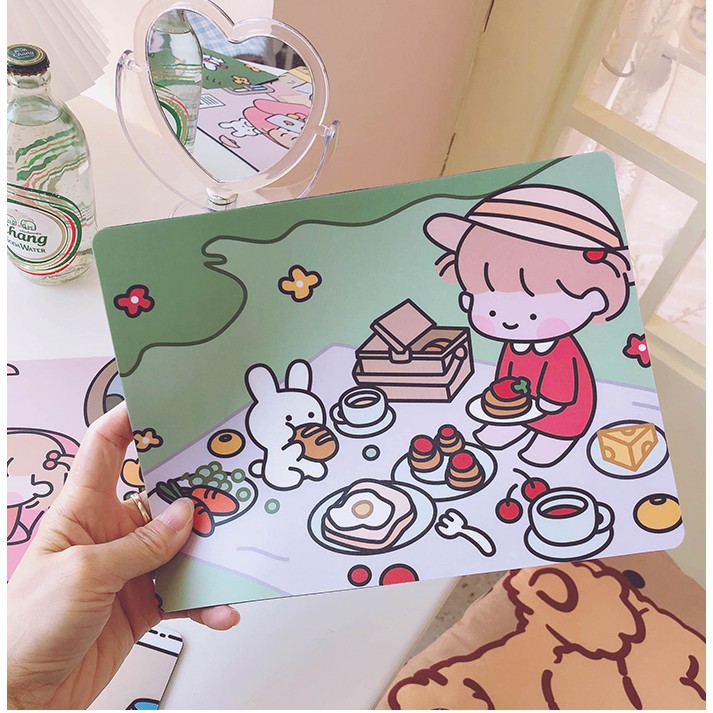 Miếng lót chuột bằng cao su hình cô gái hoạt hình đáng yêu chống trượt không thấm nước cho máy tính văn phòng