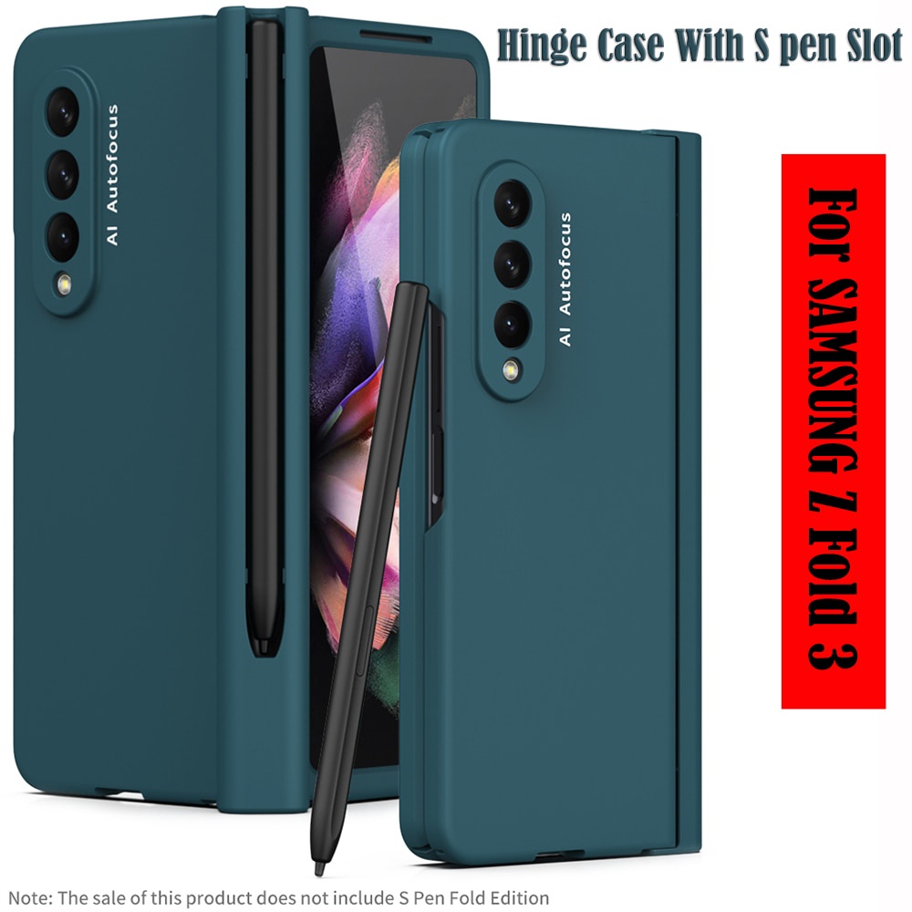 Bao da điện thoại có ngăn đựng bút và miếng dán màn hình cho Samsung Galaxy Z Fold 3 5G