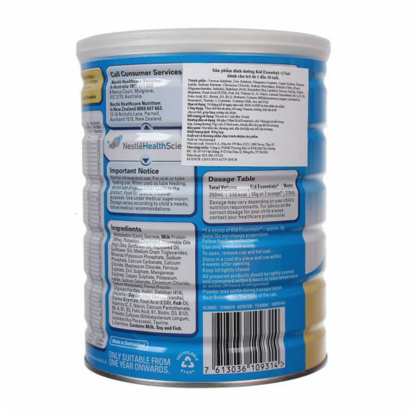 Sữa Kid Essentials 800gr nhập khẩu úc của nestle