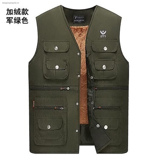 Áo ghi lê nhiều túi dày dặn bằng Polyester dành cho nam trung niên