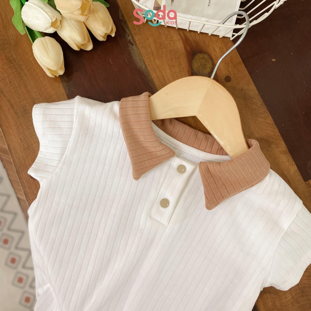 Body Polo cho bé trai Soda Kids phối màu nâu - trắng phong cách công tử