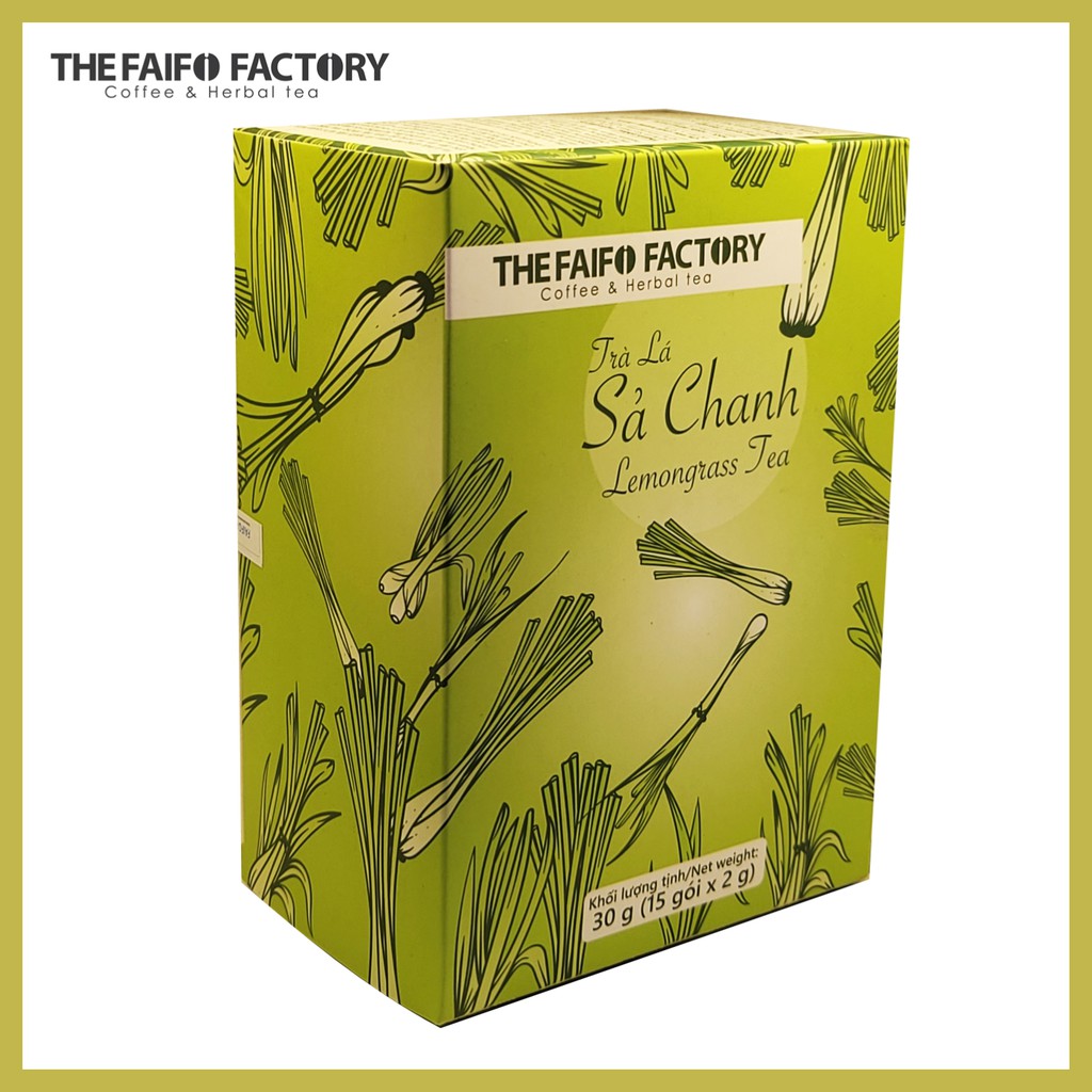 Trà sả chanh Faifo Factory - trà thảo mộc thiên nhiên Hộp giấy túi lọc (15 túi x 2g)
