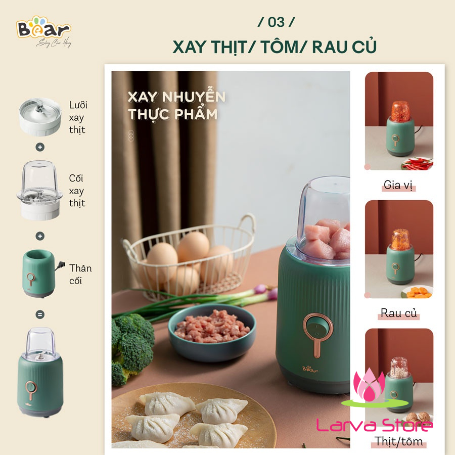 Máy xay Bear 3 cối xay sinh tố, xay thịt và xay các loại hạt BL- B10V2