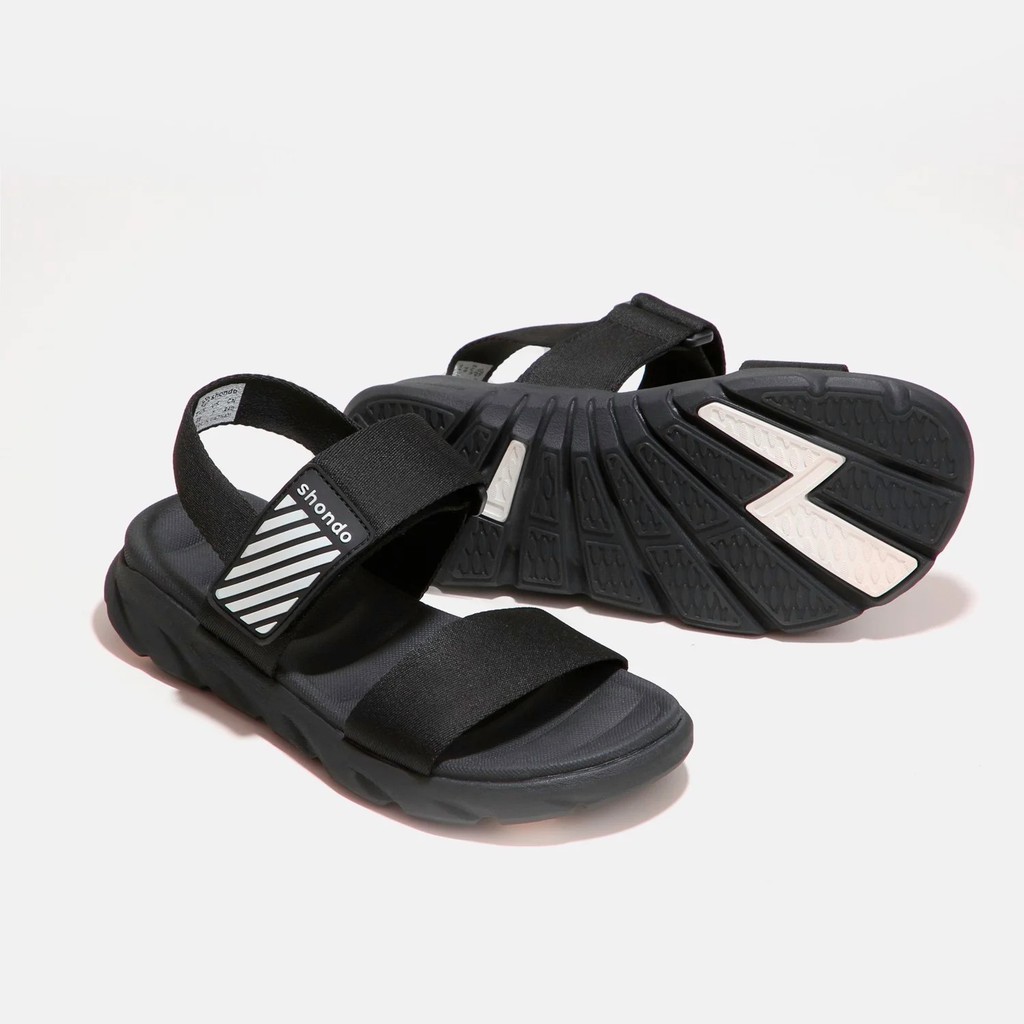 Giày Sandals sHONDO F6 Sport full đen quai ngang logo PVC F6N1010