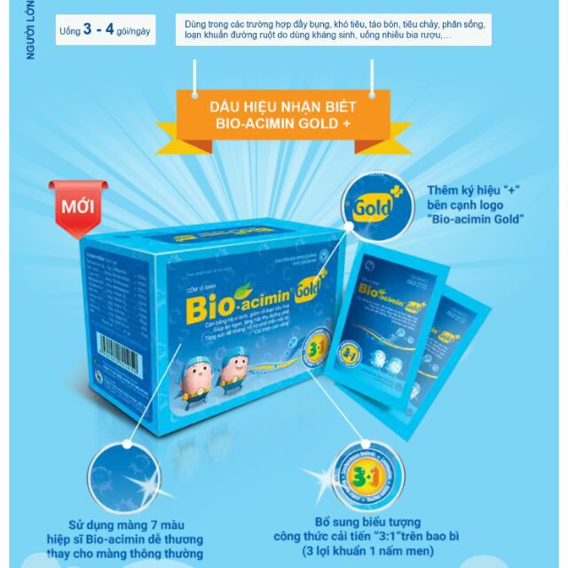 (Mẫu mới) Cốm vi sinh Bio Acimin Gold+ - Tiêu hoá khoẻ, trẻ ăn ngon (Hộp 30 gói)