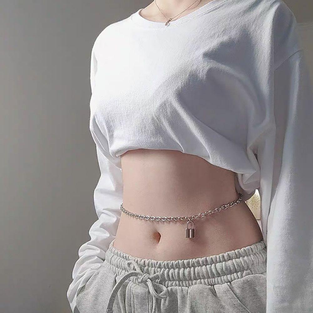 Thắt Lưng Dây Xích Khóa Bằng Hợp Kim Phong Cách Punk Hip Hop Cá Tính Cho Nữ