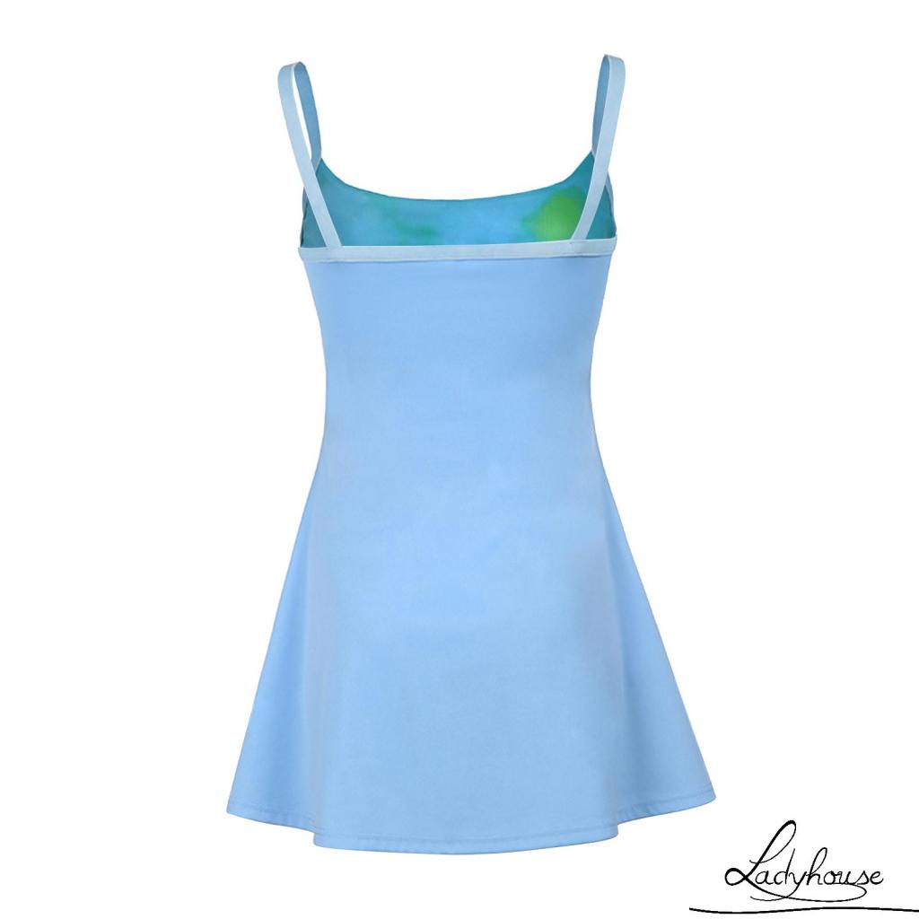 Đầm Chữ A Cổ Chữ U Hai Dây Màu Sắc Tương Phản Thời Trang Cho Nữ