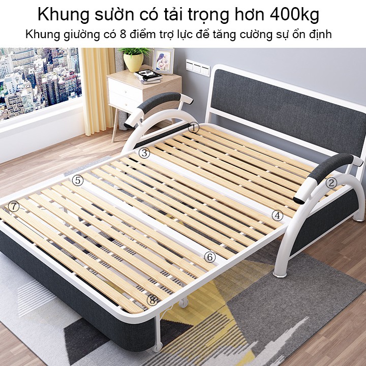 Giường sofa thông minh - Giường thông minh chuyển đổi thành ghế sofa cao cấp - Giường kèm 2 gối