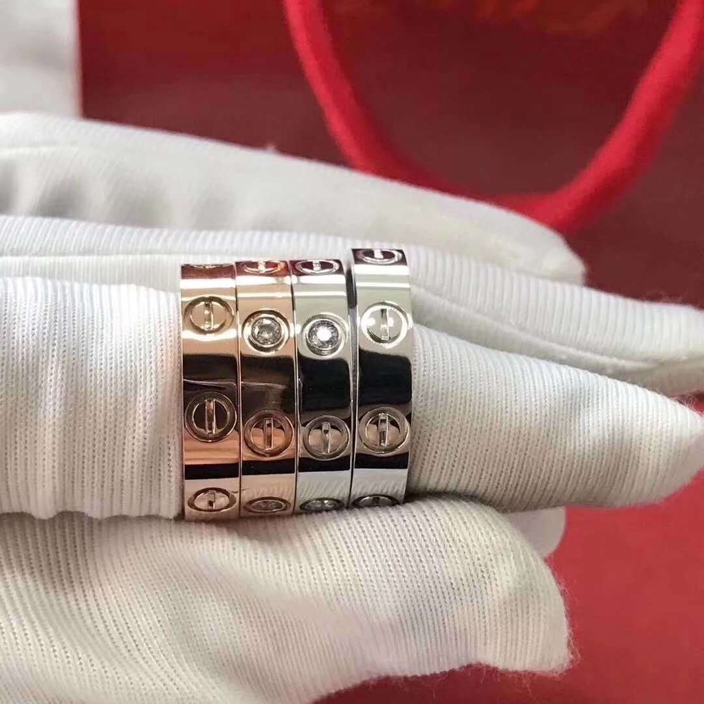 Nhẫn Thép Titan Mạ Vàng Hồng 18K Đính Kim Cương Sang Trọng | Trang Sức Thời Trang Thép Không Gỉ Hàng Bán Sỉ