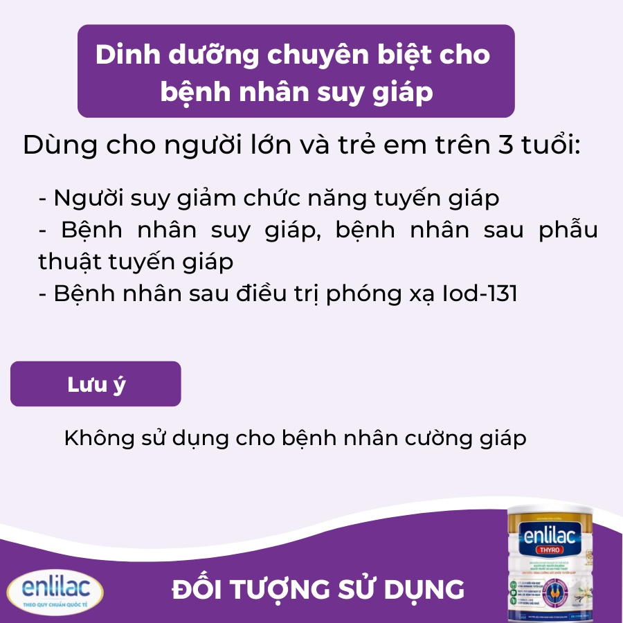 Sữa bột Enlilac Thyro Hộp 400g  Dinh dưỡng tăng cường sức khỏe tuyến giáp cho bệnh nhân suy giáp