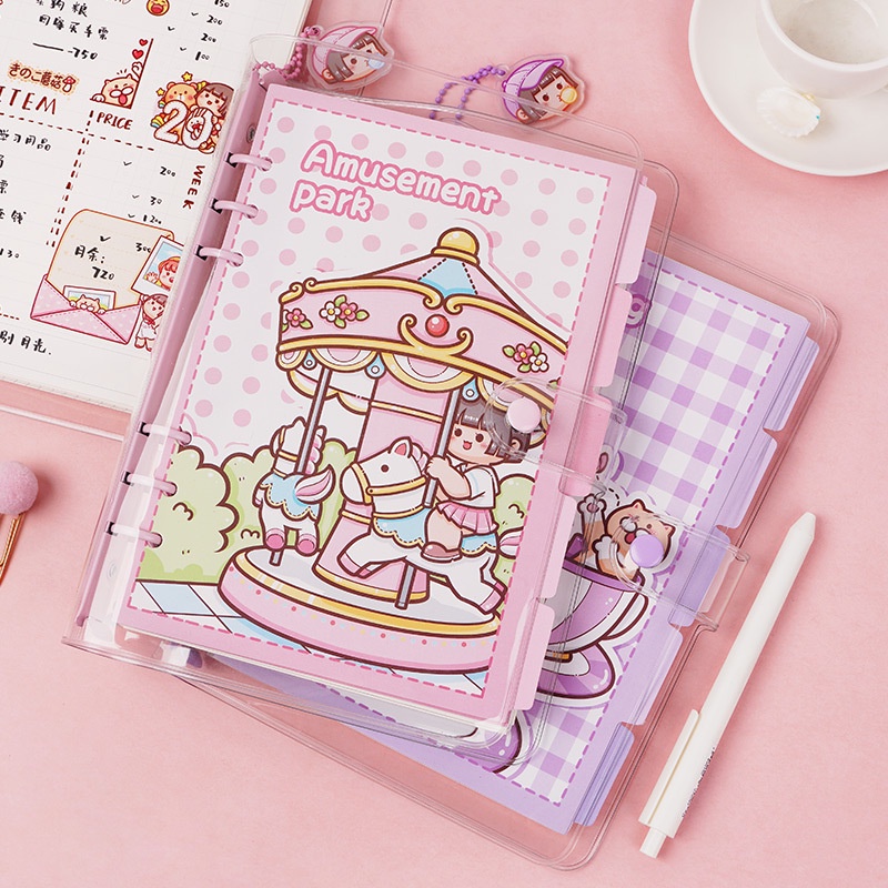 Peach A5/A6 Cartoon Character Notebook Set Free sticker pendant storage bag Memo Pad School Office Stationery Notepad