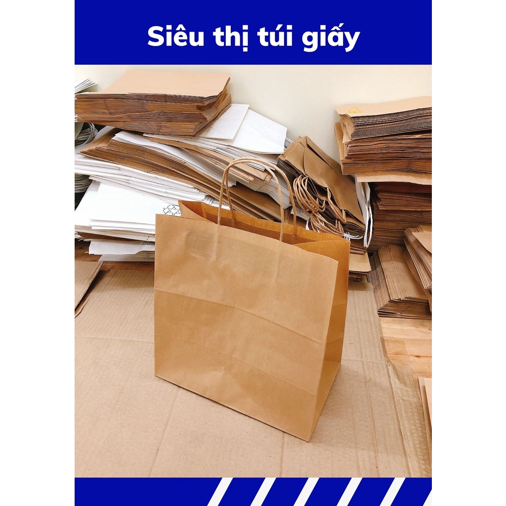 COMBO 50 CHIẾC TÚI GIẤY KRAFT S21: 28x17x29 cm CÓ QUAI ( ẢNH THẬT)