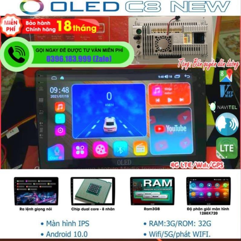 Màn hình android OLED C8 New theo xe Navara + Terra 2014- 2021 kèm dưỡng và jack zin