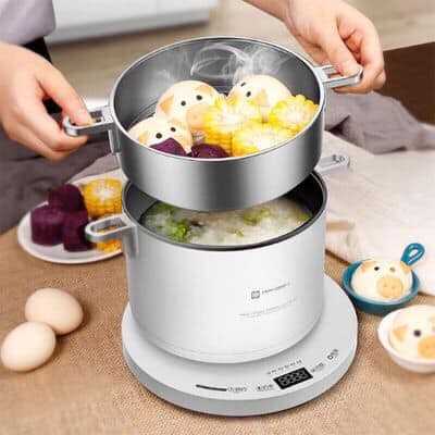 (BẢO HÀNH 12 THÁNG)Nồi lẩu hấp đa năng Ranbem 2 tầng đa năng, lưới thép an toàn không gỉ sét-CHỐNG DÍNH CÔNG SUẤT 600W