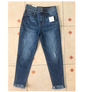 Quần jeans nữ lưng cao 2 nút