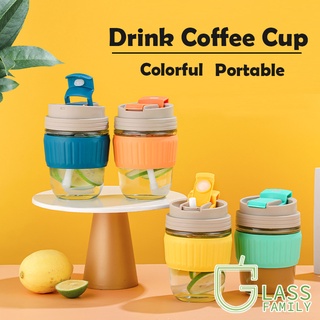 Cốc uống cà phê/nước ép bằng kính có nắp đậy chống rò rỉ chống bỏng nhỏ gọn dành cho đi du lịch hoặc văn phòng