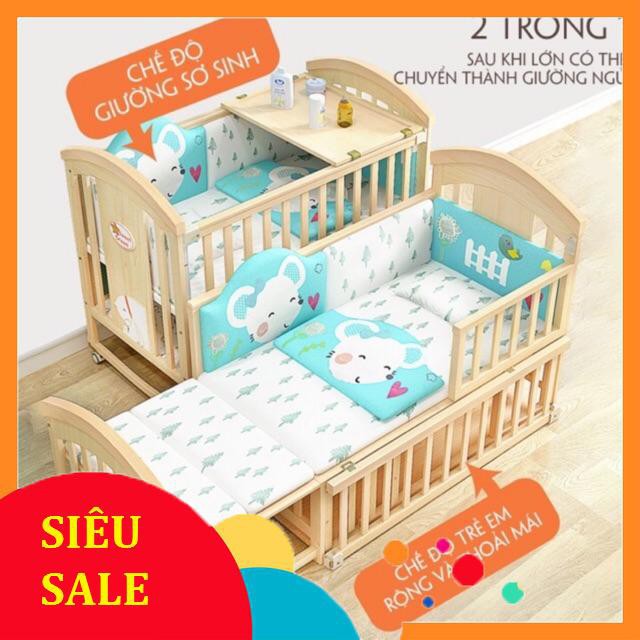 Giường cũi trẻ em, nôi cũi đa năng cho bé kéo dài cỡ 120*70*102