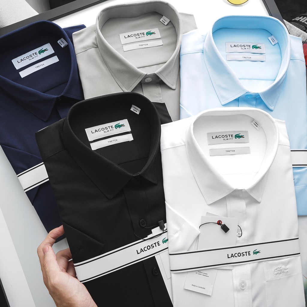Áo sơ mi Lacoste chất cotton sớ chéo