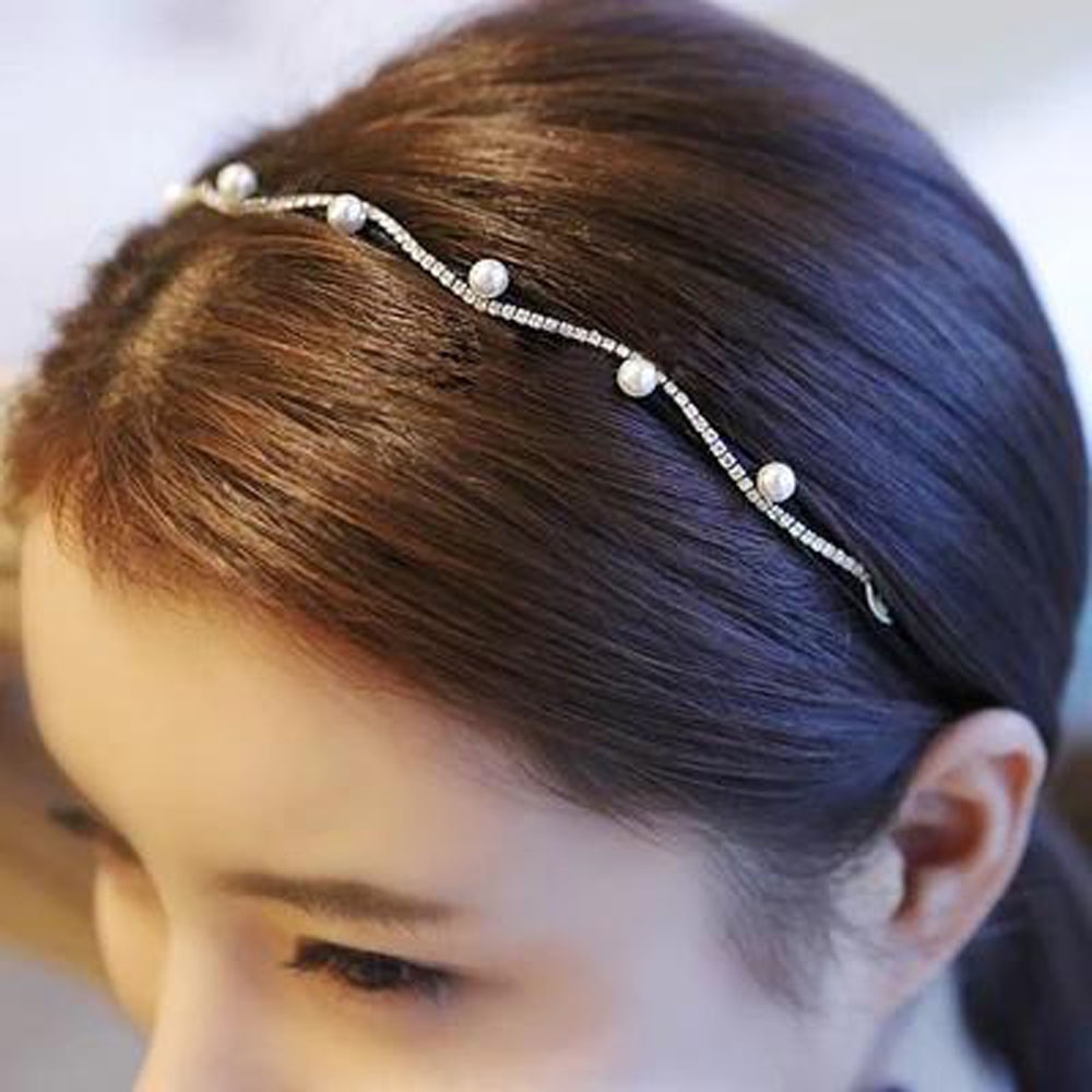 Cài Tóc Đính Đá Phối Ngọc Trai Đơn Giản Thanh Lịch Cho Nữ