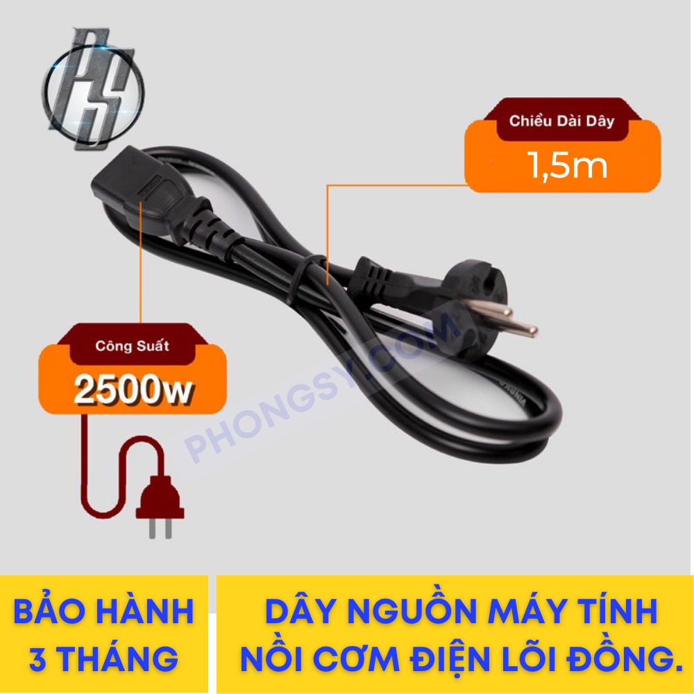 Dây nguồn máy tính nồi cơm điện FY003 chính hãng  lõi đồng chịu tải 2500W