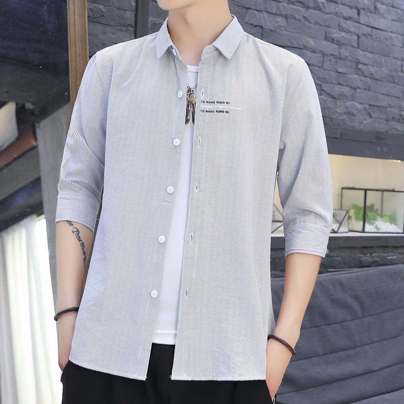 Áo Sơ Mi Tay Lửng Dáng Ôm Phong Cách Hàn Quốc Thời Trang Mùa Thu 2023 Cho Nam