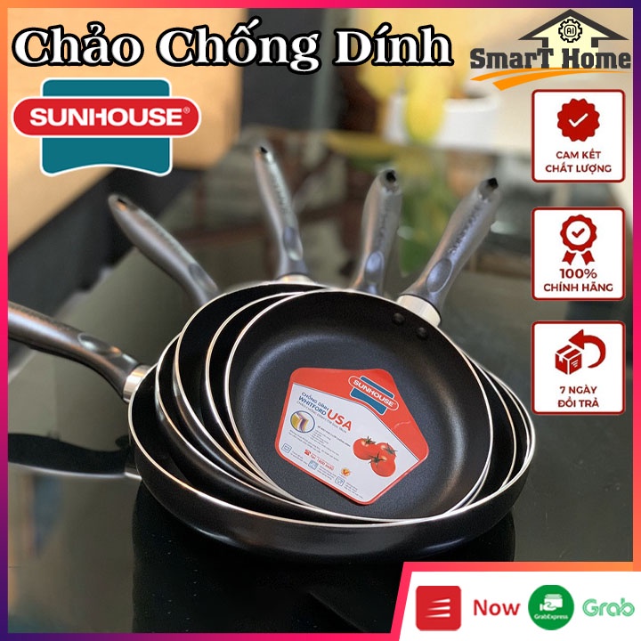 Chảo chống dính SUNHOUSE trơn size 16-30cm , Chảo trơn cao cấp 3 lớp chống dính nhập khẩu Whitford USA