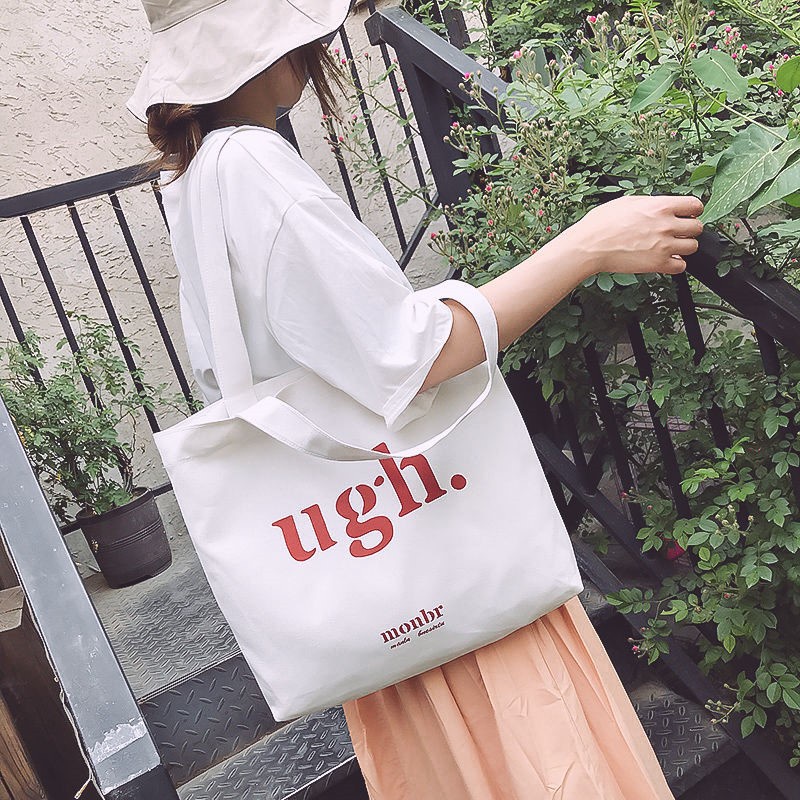 Túi tote vải đeo vai phong cách Hàn Quốc UGH canvas bag giá rẻ đẹp đi học