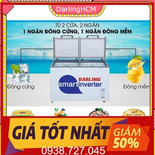 0938.727.045 [Hàng chính hãng] Tủ đông Darling 370 lít 2 ngăn có Inverter 3699WSI (freeship TPHCM)