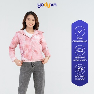 Áo khoác gió nữ YODY loang màu có mũ vải Kaki dày dặn, cản gió, chống nắng, local brand cao cấp AKN4686