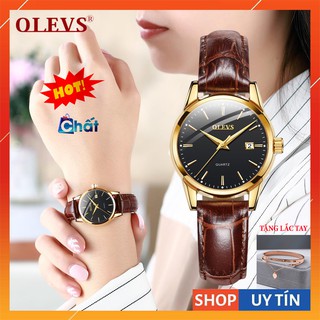 Đồng hồ nữ,dây da chính hãng OLEVS, đồng hồ nữ chống nước mặt kính shapphire chống xước, kiểu dáng đơn giản sang trọng