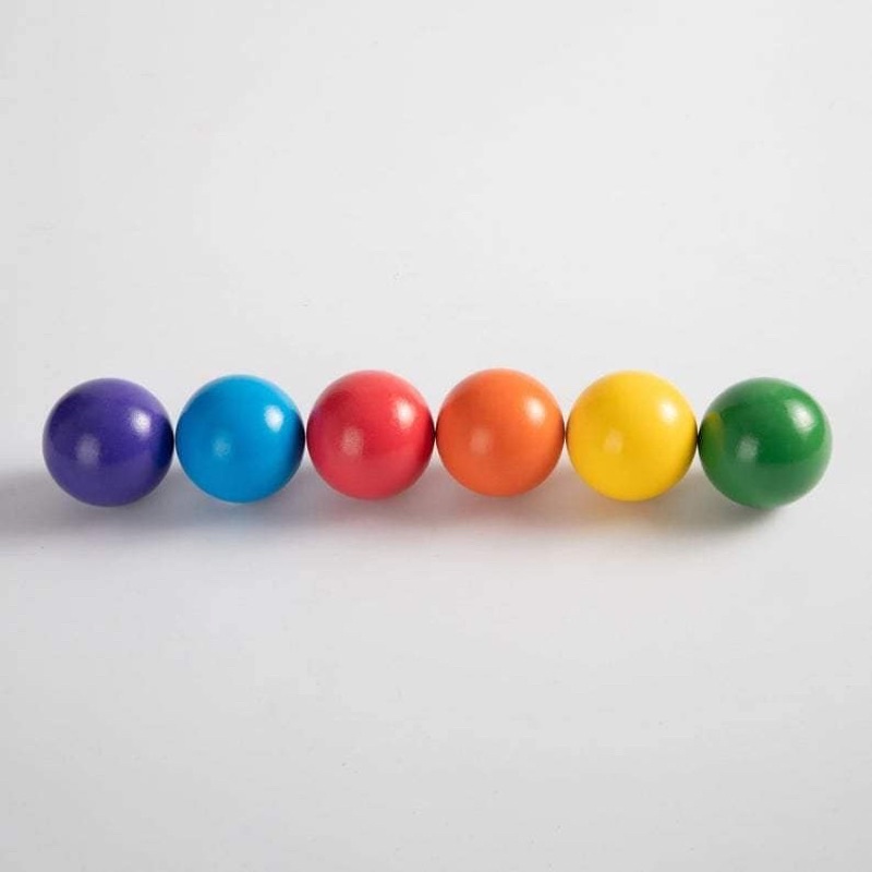 Set 6 quả bóng gỗ cầu vồng đường kính 45mm giáo cụ montessori