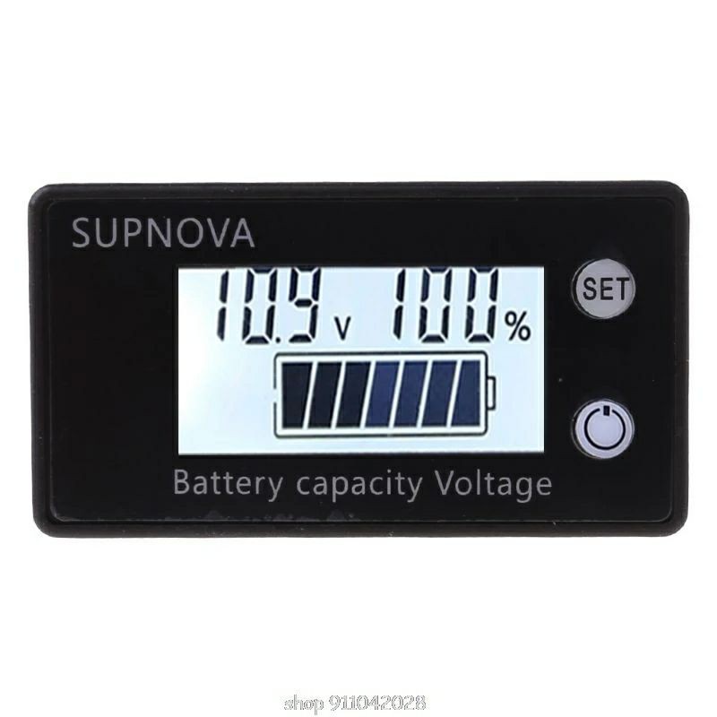 Đồng hồ đo dung lượng pin lithium, pin sắt, ắc quy điện áp hoạt động 8V-100V, hiển thị 3 thông số