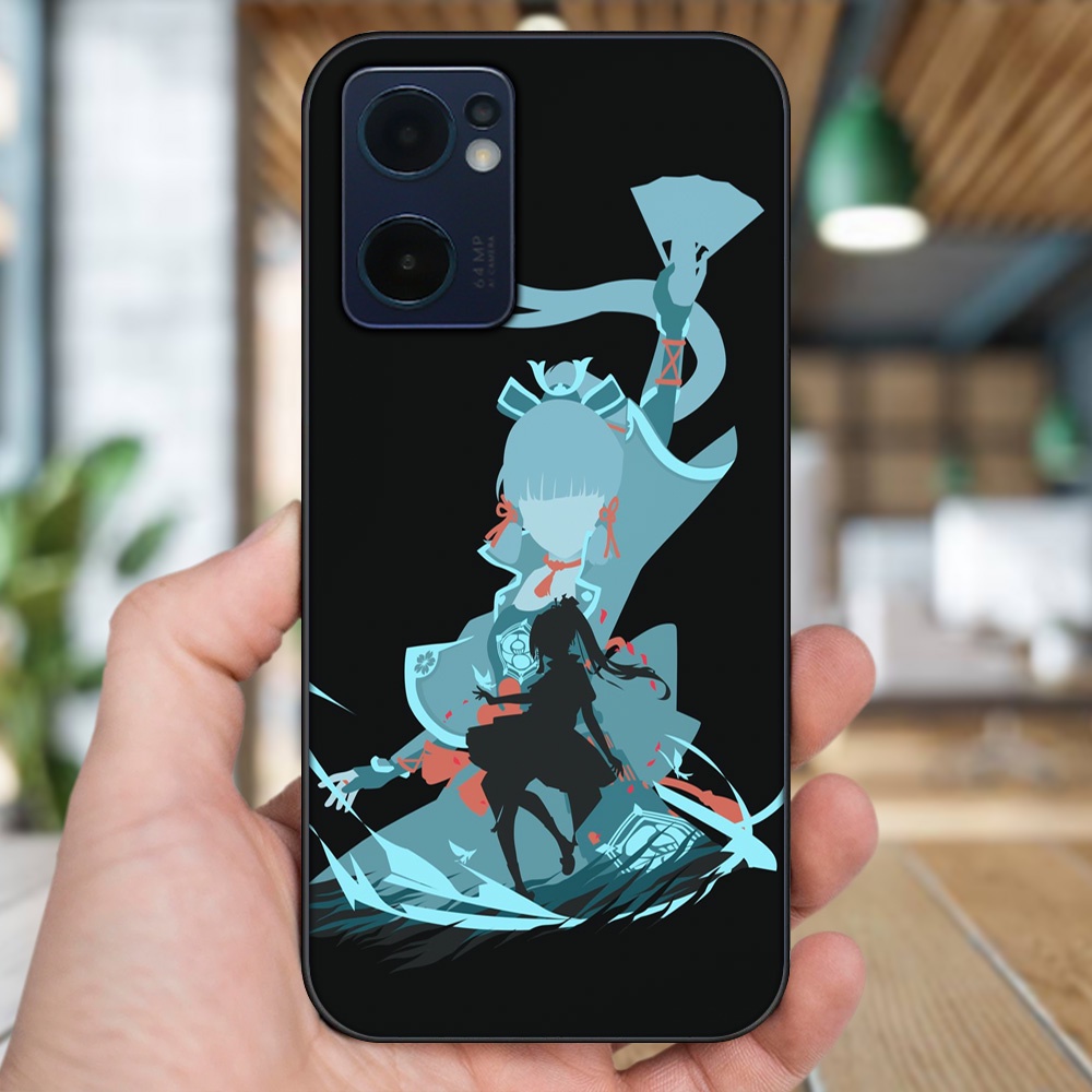 Ốp lưng Oppo Reno 7 5G viền đen in hình Ayaka Genshin Impact