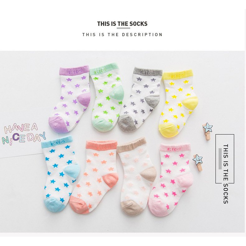 Set 5 đôi tất vớ kid sock cho bé từ 0 - 3 tuổi, Tất vớ cotton hàng đẹp và dày cho trẻ