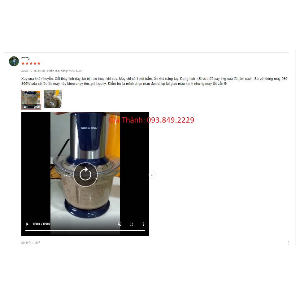 Máy xay thịt 1Lit, 1.5Lit Công suất 400w Chính hãng Korea King, Xay đa năng mọi loại thịt, gia vị hành tỏi ớt.